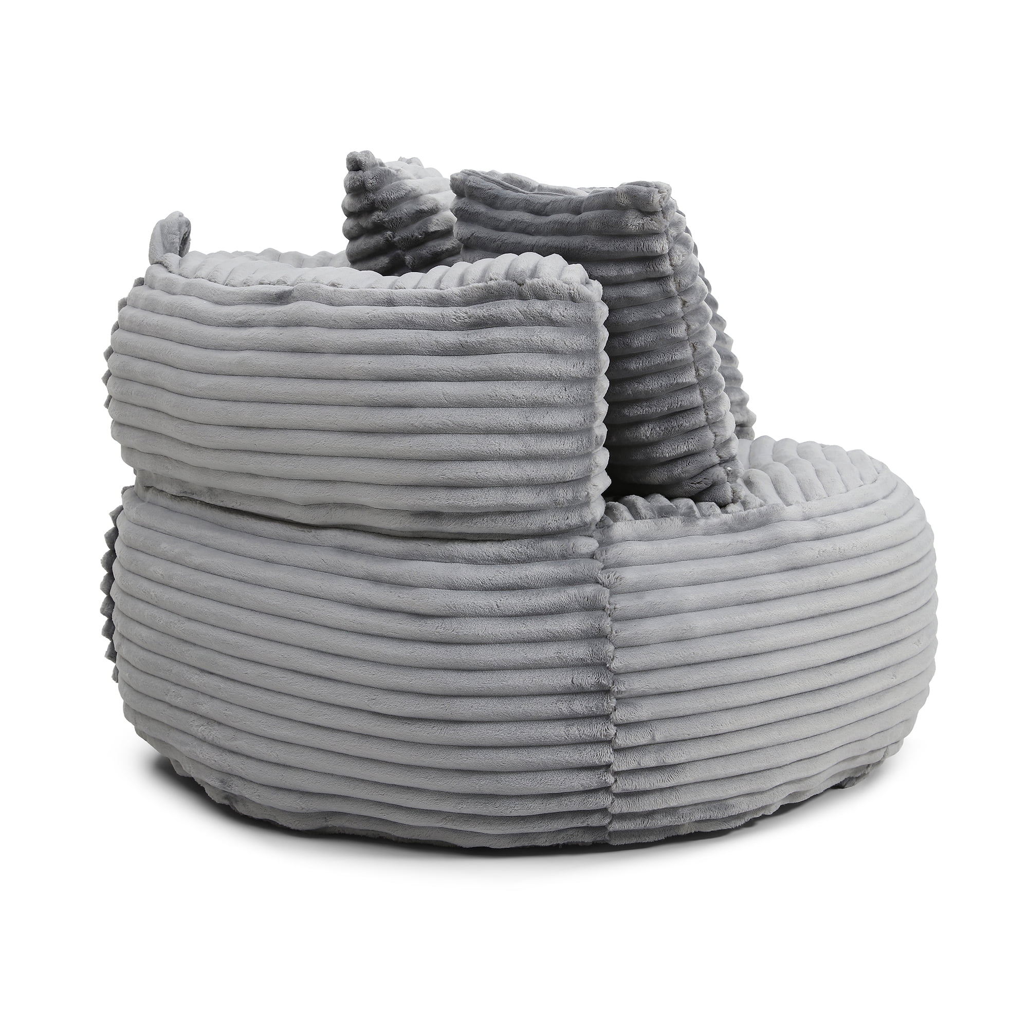 HIUU 45" Gray Bean Bag Chair for Adults with Pull String,Cozy Corduroy Memory Foam Chair,Oversized Bean Bag Chairs for Reading,Floor Beanbag Sofa