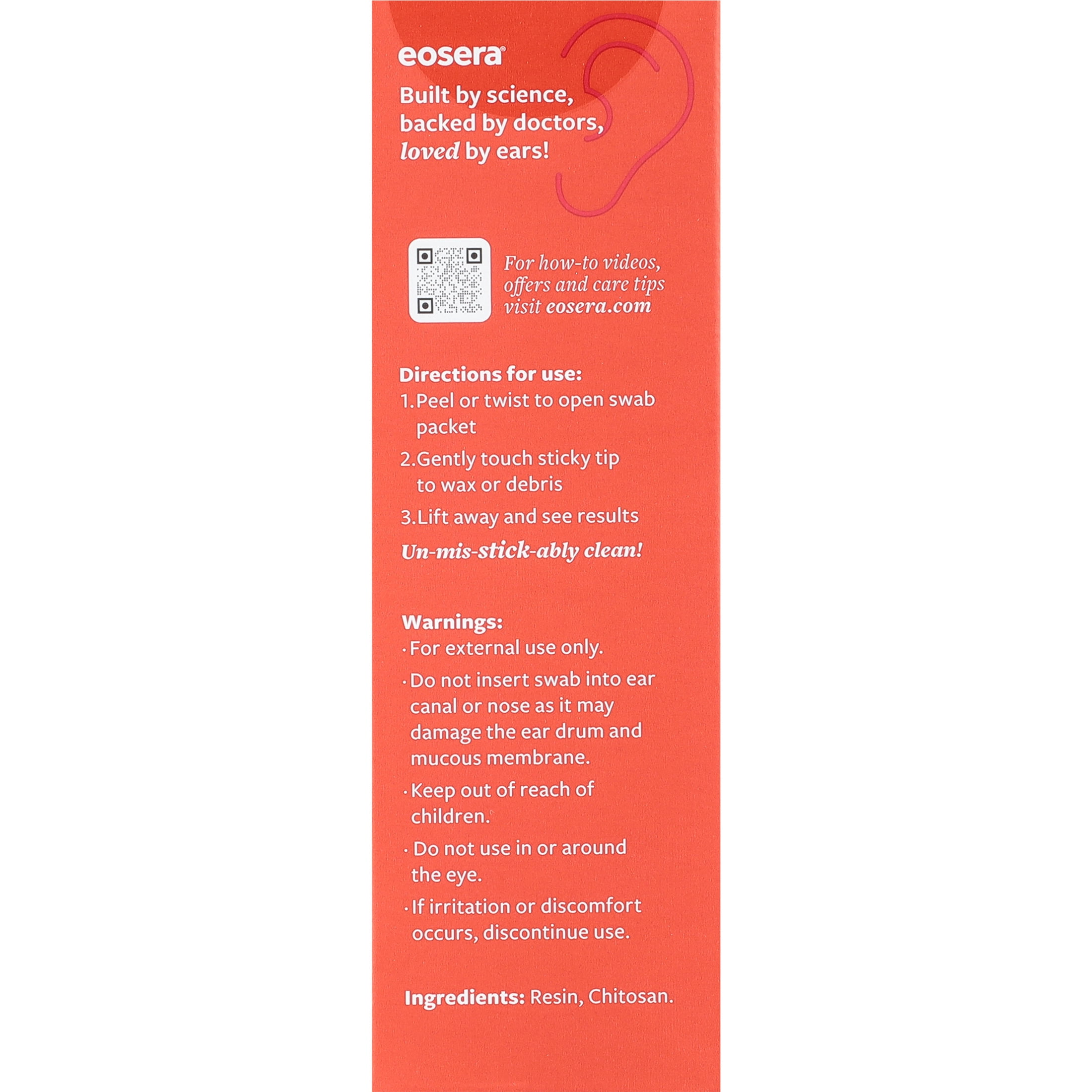 Eosera Stickeeze Ear Wax Grabbing Antimicrobial Adhesive Swabs, 30 Count