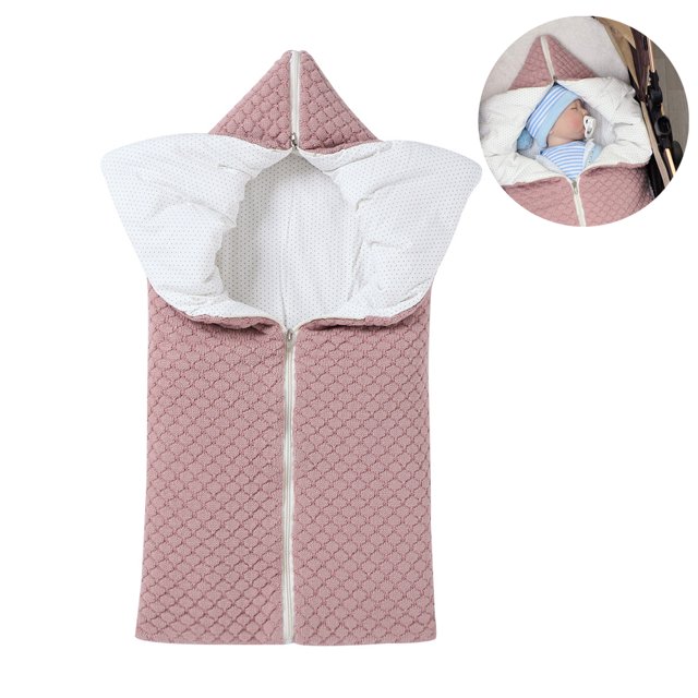 Laklulu 1 Uds. Manta envolvente para bebé, forro polar, usable, cochecito de punto para bebé, envoltura para la siesta, más algodón, saco de dormir cálido, suave y grueso para recién nacido, rosa