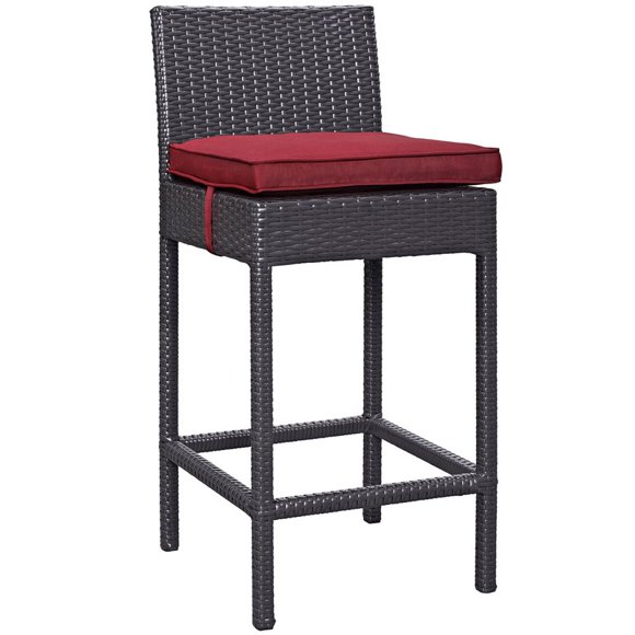 Modway Tabouret de Bar de Patio en Osier / Rotin Convene 39,5 Pouces en Espresso/rouge