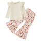 thumbnail image 1 of Gibobby Conjunto de ropa para bebé y niños pequeños bebés Niñass primavera otoño estampado acanalado manga larga Tops Bell Bottom trajes ropa(Blanco, 2-3 Años), 1 of 5
