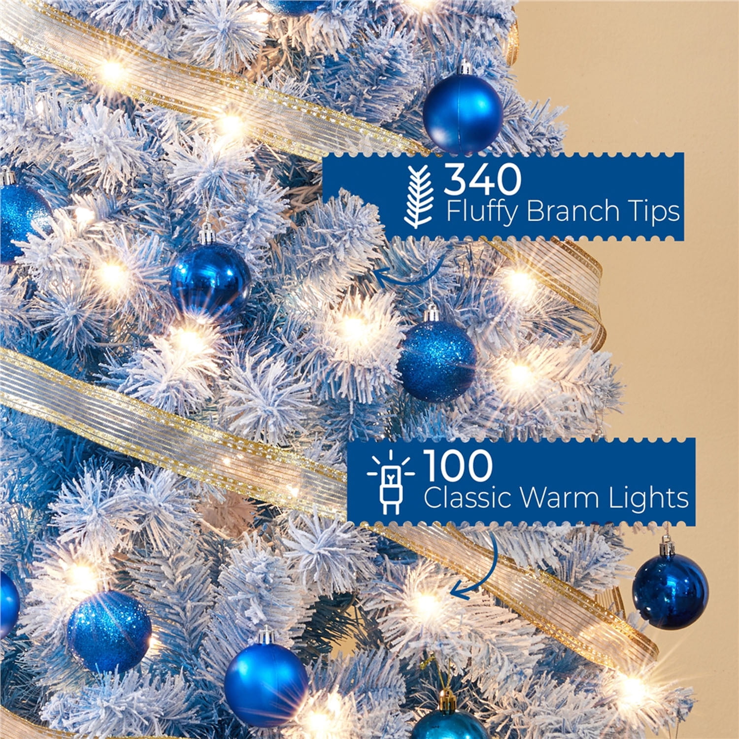 Alden Design 4.5FT Pre-lit Artificial Christmas Tree Holiday Decorative Fir Tree with Foldable Stand and LED Warm Lights,Lake Blue Gradient