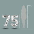 thumbnail image 3 of Silver Number 75 Mylar Foil Balloon 40 inch - Helium or Air Filled Metallic Balloons for 75th Birthday Hbd Party, Anniversary, Graduation Decorations, 3 of 7