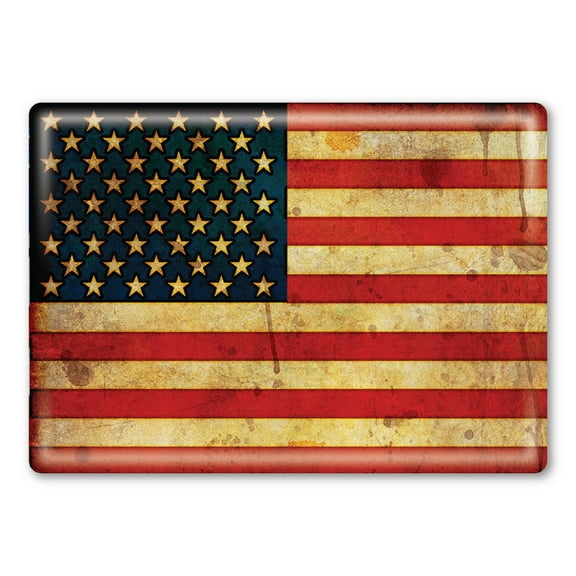 American Flag Grunge Rectangle Button with Magnetic Back