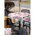 thumbnail image 4 of Pink Flowers Outdoor Tablecloth - 60x60 Inch Square Dining Table Cover, Spring Floral Butterfly Leaves Plants Rustic Plaid Waterproof Outdoor Table Cloth with Umbrella Hole & Zipper for Picnic/Patio, 4 of 7
