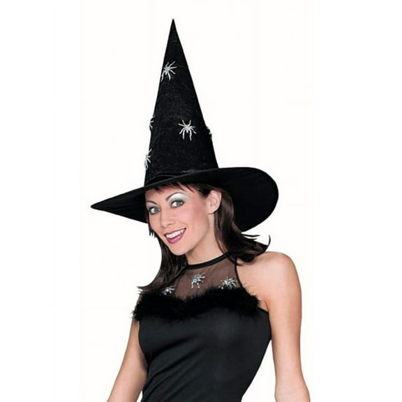 Adult Silver Spider Glitter Witch Hat