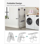 Clothes Drying Rack Foldable with Height-Adjustable Wings 33 Drying Rails Sock Clips Silver and Blue