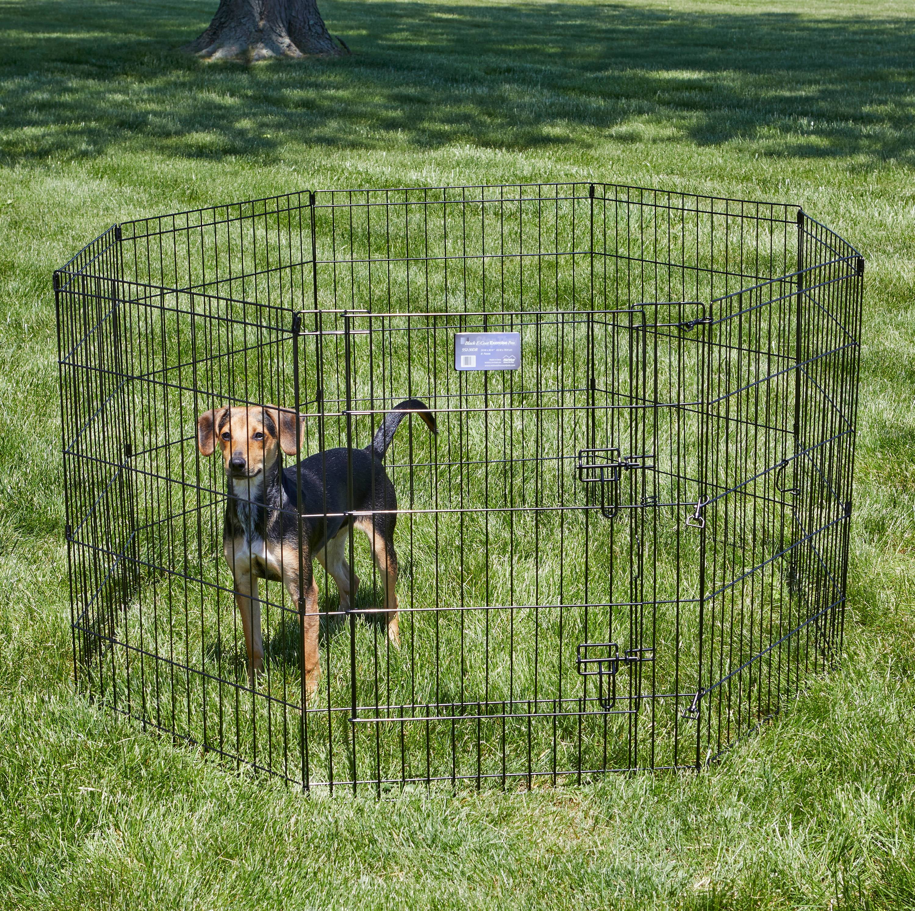 Midwest Foldable Metal Exercise Pet Playpen With Door Black 24 W