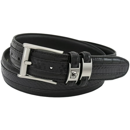 Stacy Adams Belts Stacy Adams 35mm Black Tri-Leather Big and Tall Embossed, Croc, Lizard, Snake