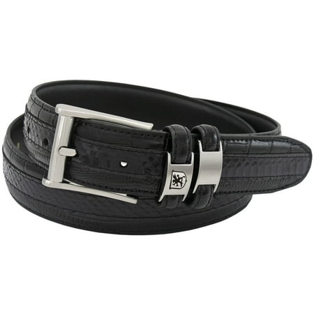 Embossed Lizard - Stacy Adams Belts Stacy Adams 35mm Black Tri-Leather Big and Tall Embossed, Croc, Lizard, Snake Belt
