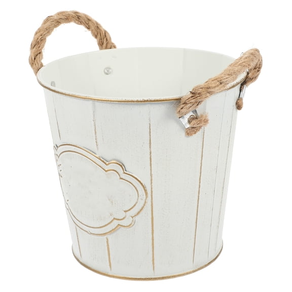FUTUREORYY Rustic Style White Iron Flower Vase for Creative Floral Displays