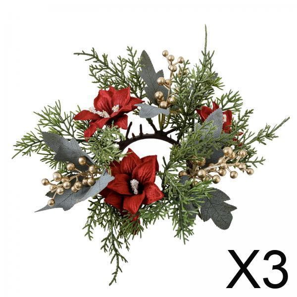 3x Corona De Velas Navideñas De 25 Cm Para Centro De Mesa, Color Verde