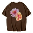 thumbnail image 4 of HABDGIKS Hauts d'Été pour Femmes 2025 T-Shirts Oversize Coupe Ample Manches Courtes Imprimé Fleuri Col Rond Blouses, 4 of 4