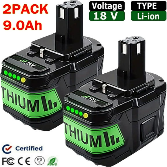 2Pack for ryobi p108 18v high capacity 9.0Ah battery 18v lithium-ion one  plus