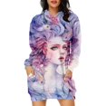 thumbnail image 2 of Vestido holgado informal de longitud media con capucha y estampado digital 3D de estrellas europeas y americanas para mujer, 2 of 5