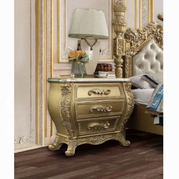 Miekor Furniture Gold 3-Drawer Nightstand 15397