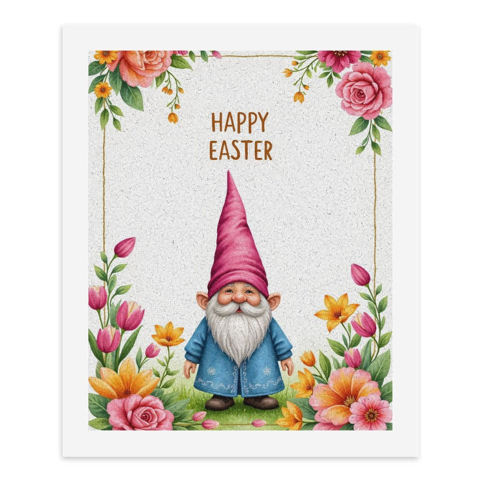 Paint By Numbers Kit for Adults Beginner - DIY Gnome Spring Floral Greeting Card Canvas Painting Kits for Adults, Frameless Paint By Number for Adults for Home Wall Decor 16x20 Inch