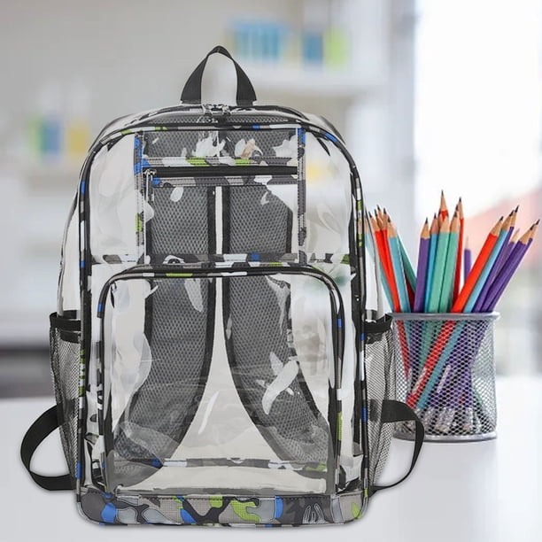 Mochila Stadium transparente - Bolsa transparente de PVC de gran capacidad de 46x14x32cm para correr, fitness y deportes al aire libre
