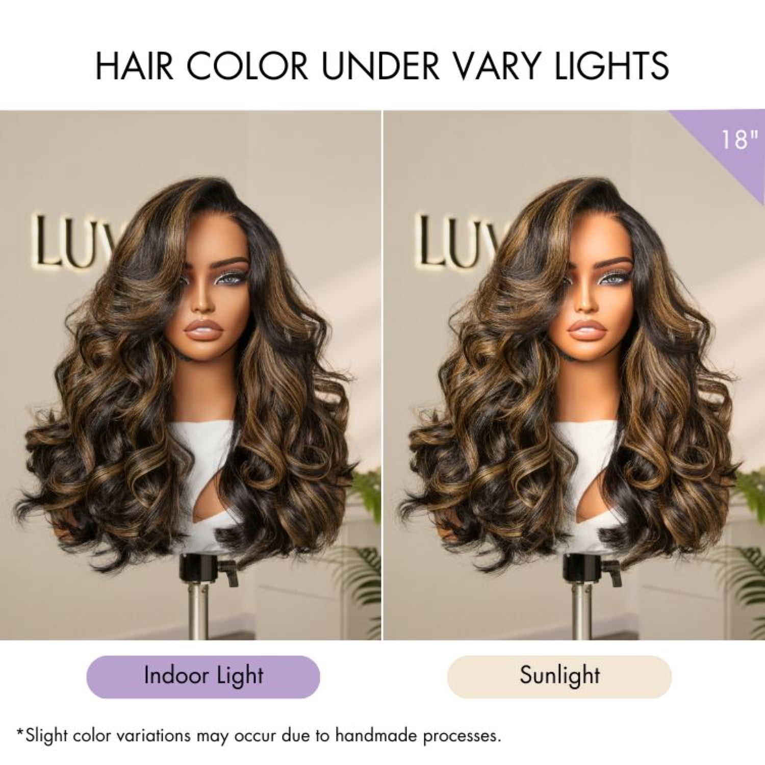 LUVME All-Day Comfort™ Wig 200% Density Voluminous Loose Body Wave Glueless Minimalist HD Lace Wig Pre-Cut Lace 14" Brown Higlight 1 pc for Woman