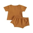 thumbnail image 2 of Baby Summer Set Short Sleeve Solid Color Tops Shorts Set, 2 of 6