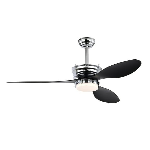 52 Inch Modern Ceiling Fan with Light, DC Motor & Remote Control, 3 ABS Blades Quiet Reversible Fans, 2 Downrods for Bedroom, Living Room, Easy Installation