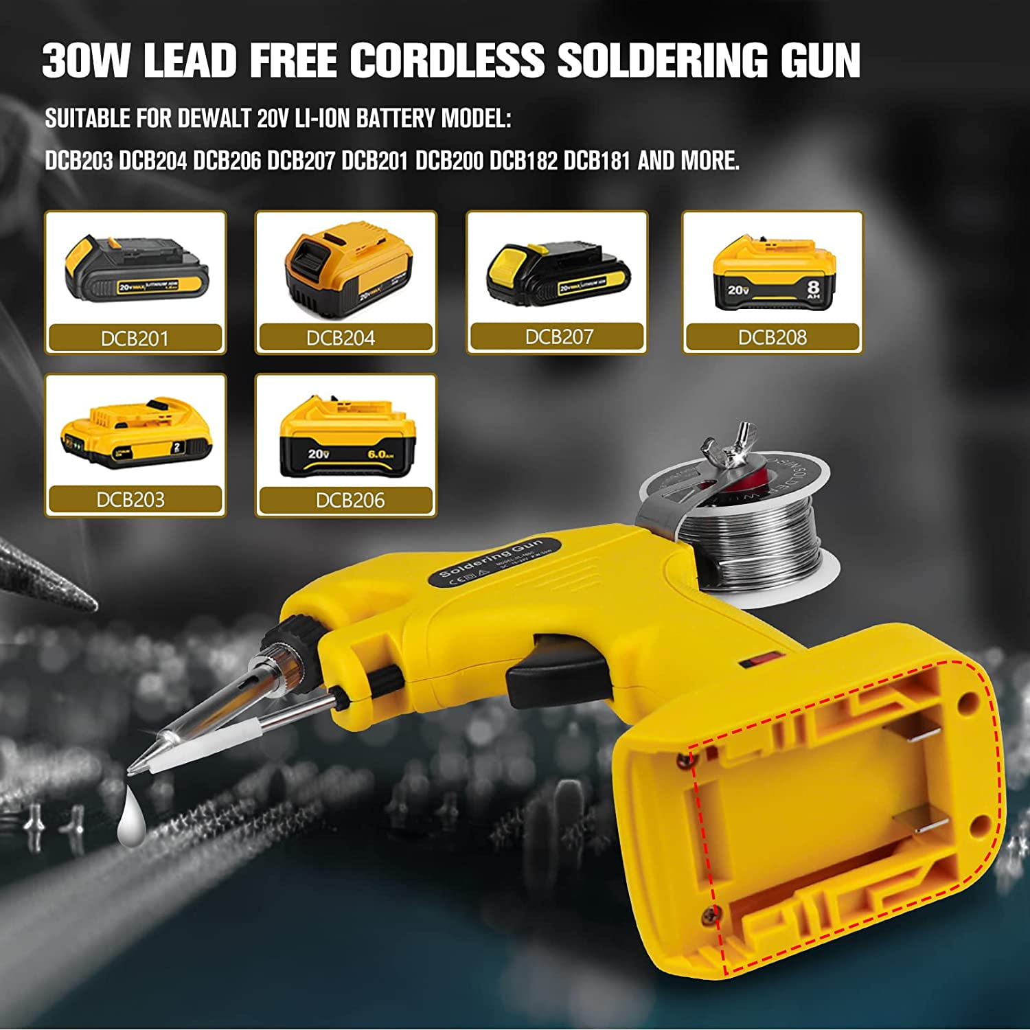 Ecarke Cordless Soldering Iron Gun Electric for Dewalt Soldering Iron Welding Assembly (Tool Only)