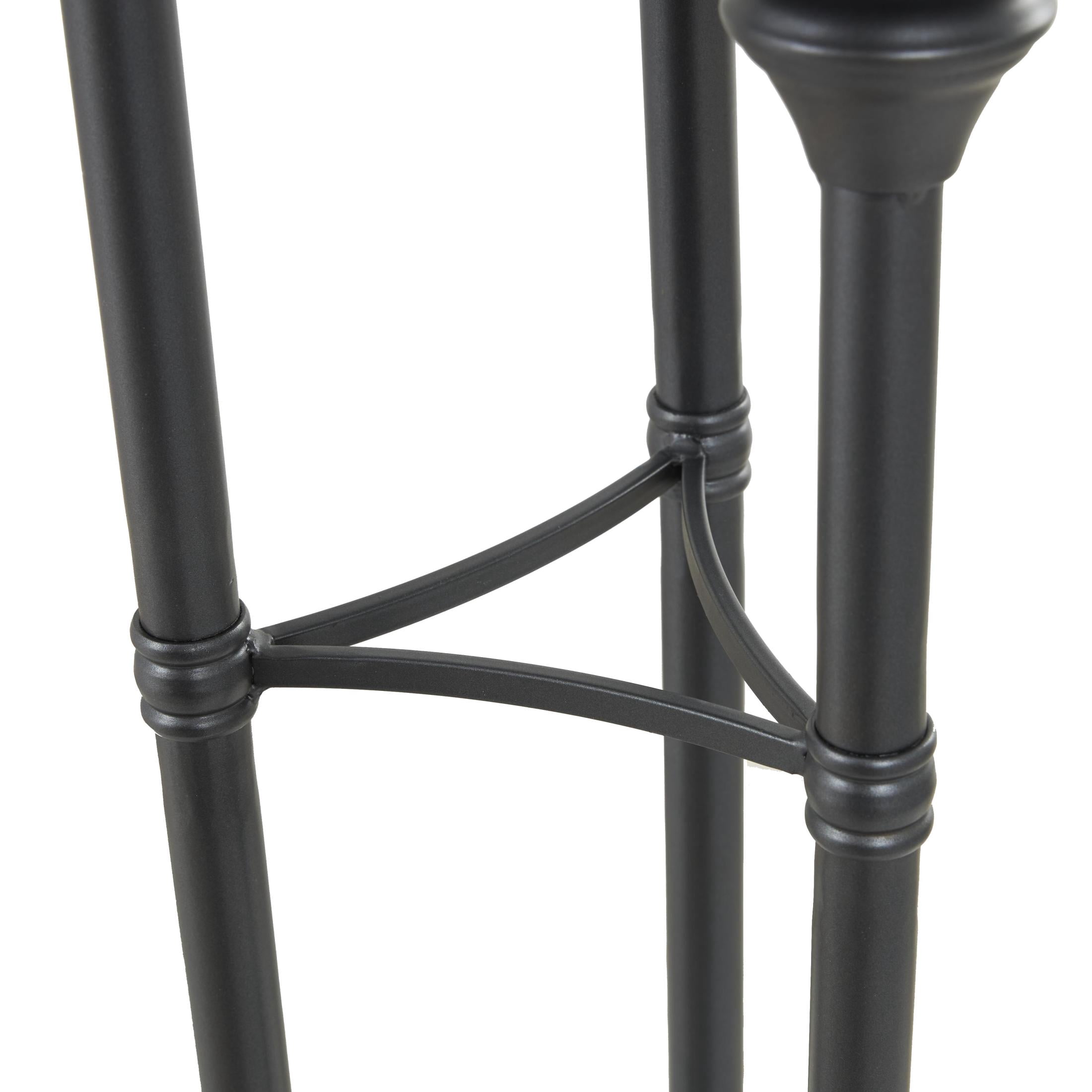 DecMode 3-Slot Black Metal Tall Floor Hurricane Lamp with 3 Posts and Round Base