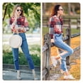 thumbnail image 7 of KLL Heart Plaid Print Women's Long Sleeve Pajamas with Pants Sleepwear Loungewear 2 Set-Small, 7 of 7