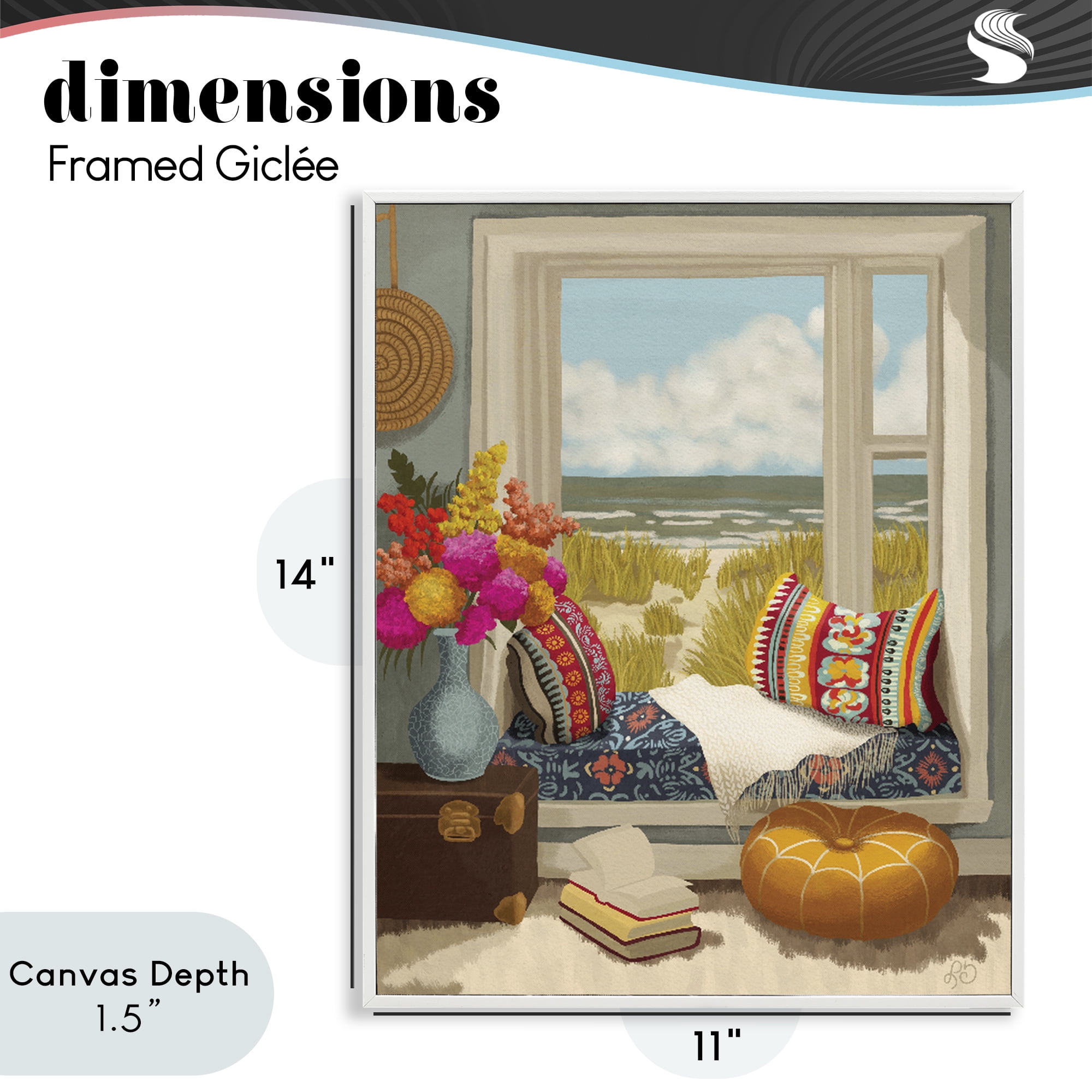 Stupell Industries Coastal Vacation Window Seat White Framed Giclee Art, design by Lisa R Dumm