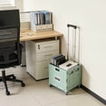 thumbnail image 4 of Folding Shopping Cart with Collapsible Plastic Crate, Rolling Utility Cart for Grocery, Mint, 4 of 11