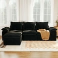 thumbnail image 3 of Zidtia L-Shaped Cloud Couch Sectional Sofa, 104" Convertible Modular Deep Seat with Double-Layer Cushion & Headrest - Black, for Living Room, 3 of 9