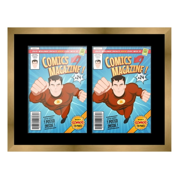 Comic Book Frame Wall Display with Mat for 2 Bronze Age Comics Published Between 1970 and 1985 - Bronze Comic Frame for 7.25x10.5 Comics