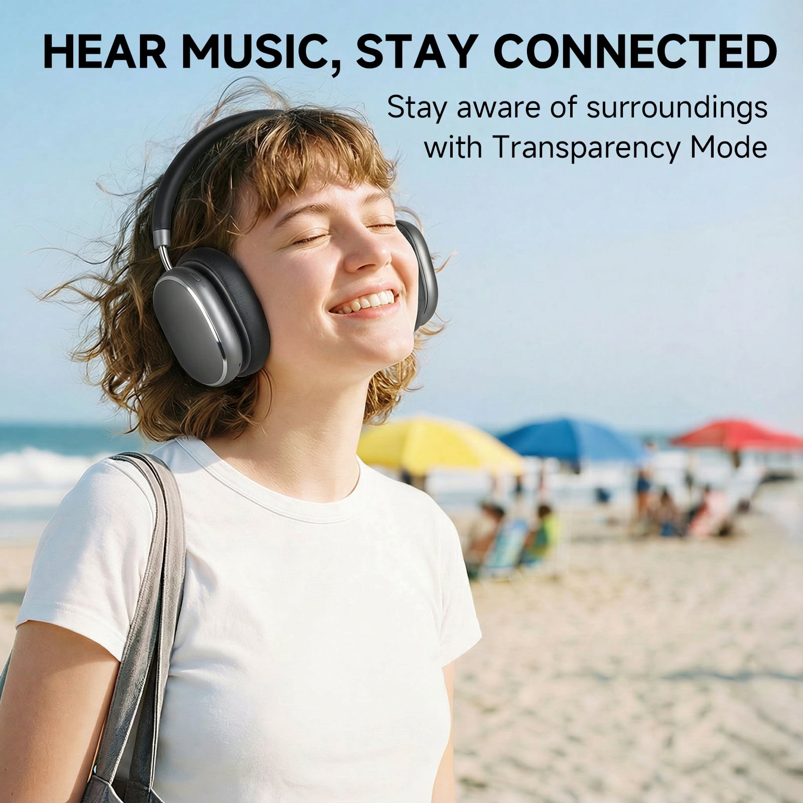 FOFUN NC95 Wireless Over Ear Headphones, Hybrid Active Noise Cancelling, Bluetooth 6.0 with Knob Control, 65H Playtime, App EQ Control, Hi-Res Audio, Comfort Fit for Travel and Workout