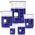 thumbnail image 2 of Glass Beakers Set, 5 Sizes - 10ml, 25ml, 50ml, 100ml, 250ml, 3.3 Borosilicate Beaker for Laboratories, Classrooms or Home, Griffin Low Form Lab Beakers, 2 of 6
