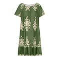 thumbnail image 4 of Robe d'Été pour Femmes 2024 Grande Taille Manches Courtes Col Rond Mi-Mollet Robe Imprimée Liquidation à Moins de 10!, 4 of 6