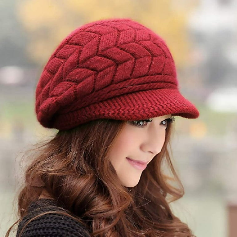 Womens Winter Beanie Hat Warm Knitted Slouchy Wool Hats Cap with