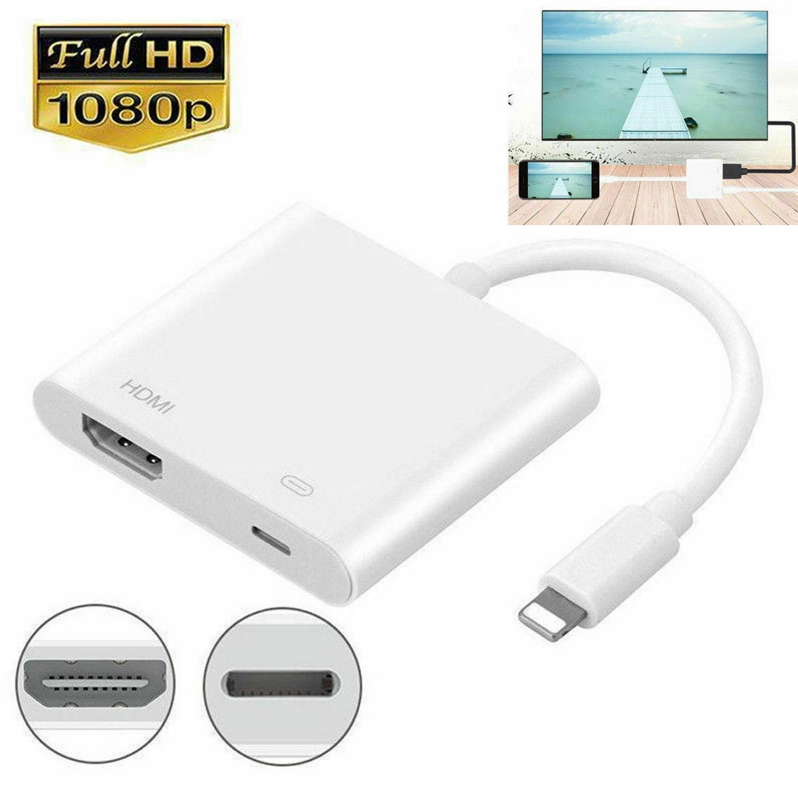 Lightning A Hdmi Cable Adaptador de TV digital de audio video para iPad iPhone 6 7 8 Plus X