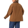thumbnail image 3 of Agnes Orinda Women's Plus Size Barn Jacket Utility Shacket Corduroy Collar Cuffs Long Sleeve Button Down Casual Cargo Coat with Pocket 1X Brown, 3 of 6