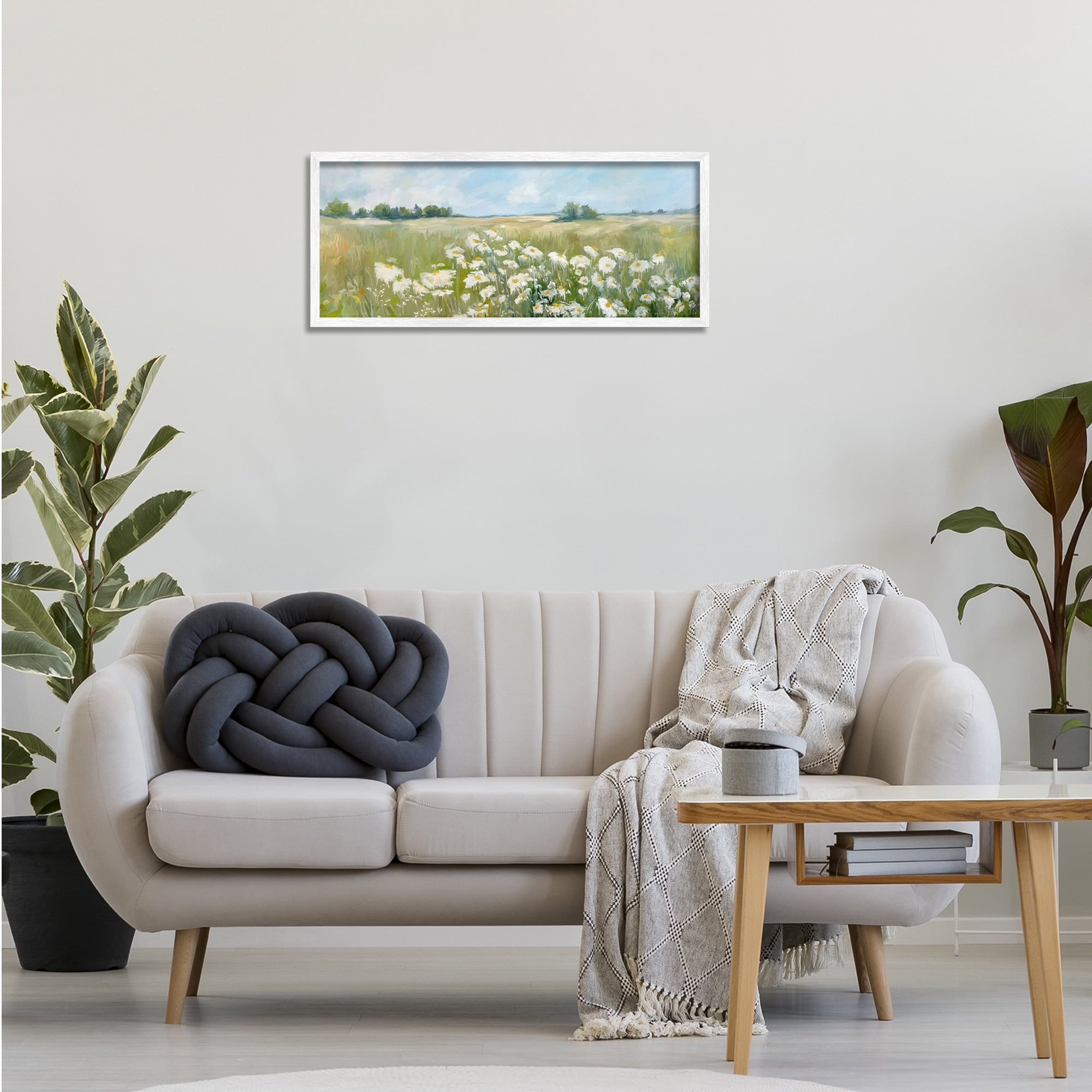 Stupell Industries Panoramic Sunlit Cliff Landscape Photography White Framed Art Print Wall Art, 30 x 13
