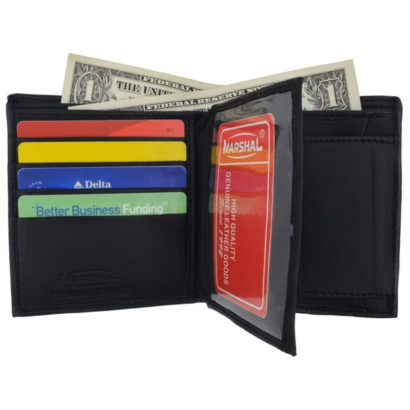Mens Lambskin Leather Vertical Bifold Wallet 1185