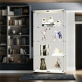 thumbnail image 4 of Lighted Two-Door Glass Display Cabinet with 4 Shelves & Remote-Control LED Lighting, White for Collectibles & Decor, Security Lock & Easy Assembly, 4 of 9