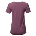 thumbnail image 3 of A2Y Women's Basic Solid Premium Rayon Short Sleeve V-neck T Shirt Tee Tops Egg Plant L, 3 of 6