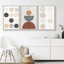 PixonSign Framed Wall Art Print Set Gold, White & Black Stained Glass Geometric Shapes Illustrations Modern Art Chic Dramatic Multicolor Dark Boho Decor for Living Room, Bedroom - 24"x36"x3 White