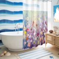thumbnail image 5 of No Hook Shower Curtain, Blue Spring Floral Shower Curtains for Bathroom with See Through Top Window, Summer Daisy Botanical Oil Painting Waterproof & Washable Bath Curtain Stand Up Stall 36"x72", 5 of 9