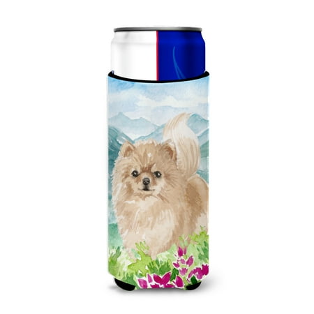 

Carolines Treasures CK1970MUK Mountian Flowers Pomeranian Michelob Ultra Hugger for slim cans Slim Can multicolor