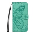 thumbnail image 4 of SaniMore Wallet Case for Samsung Galaxy A54 5G, PU Leather Embossed Butterfly Flip Folio Cover Card Holder [Kickstand][Wrist Strap] All Arpund Protective Shockproof Shell, Green, 4 of 18