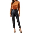 thumbnail image 2 of INSPIRE CHIC T-Shirts en Velours pour Femmes Col Rond Manches Longues Décontracté m Brun Néon, 2 of 6