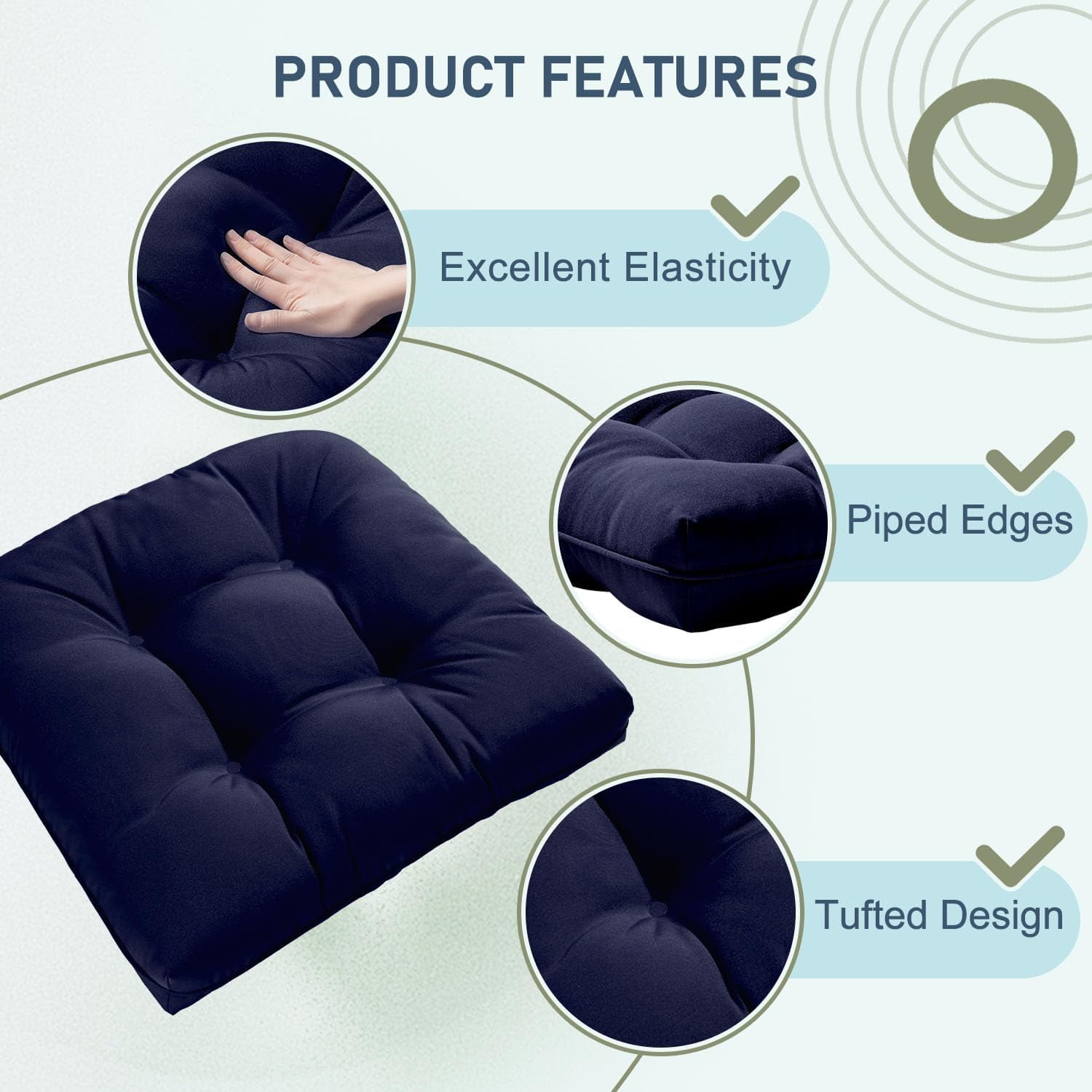 Namzi 4 Pack Outdoor Cushions, Patio Chair Cushions Outdoor Furniture Cushions for Garden, Balcony & Outdoor Dining Chairs Cushions,Dark Blue