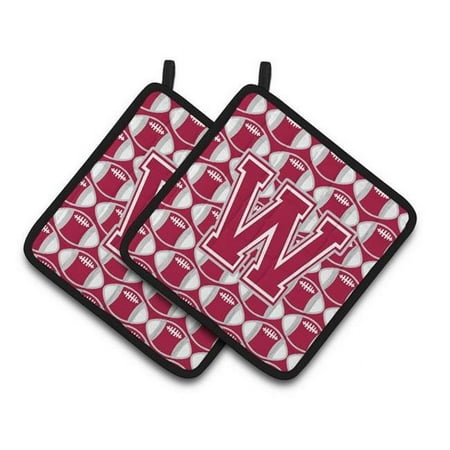 

Letter W Football Crimson - Grey & White Pair of Pot Holders