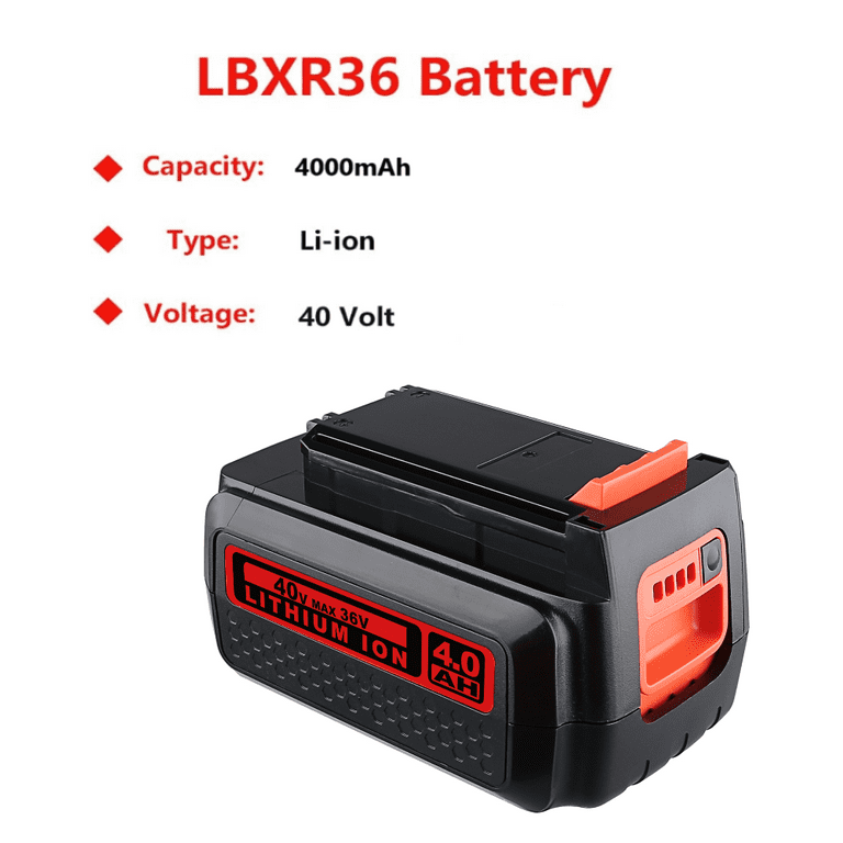 2Pack for Black & Decker LBXR36 Battery 36V(40Vmax) 4000MAH Li-ion Black  LBX2040 LBXR2036 LBX2540 LBX1540 LST540 LCS1240 LST136W Series Tool